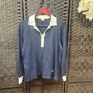 The Bubble Navy Blue Collared Lightweight Sweater Size Small